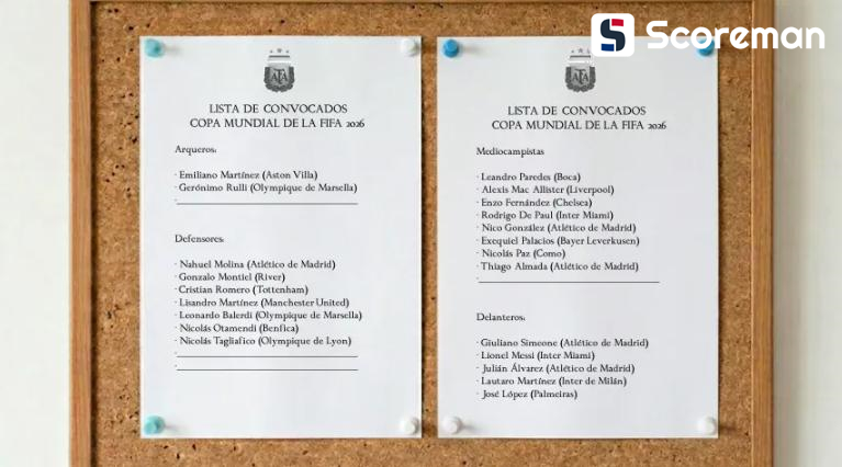 TYC 스포츠: 아르헨티나 2026월드컵 명단 22명 확정, 가나초 등 치열한 경쟁 예상